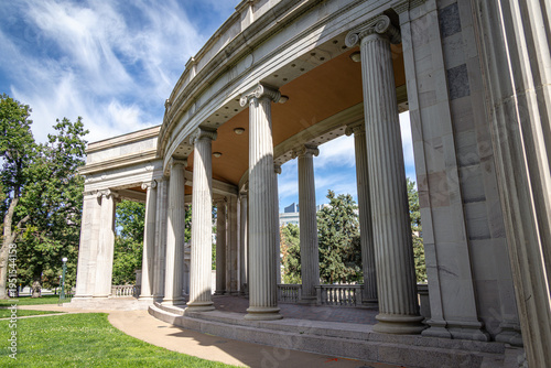Greek columns in the Denver Civic Center Park, Downtown Denver, Colorado, USA