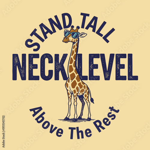 Giraffe standing tall with sunglasses on.