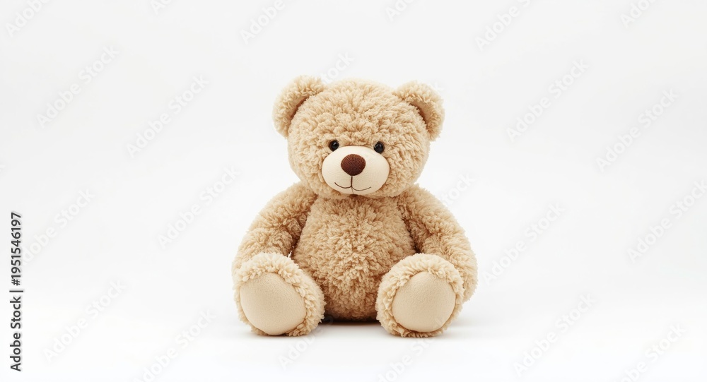 Fototapeta premium Soft cuddly teddy bear photographed against a smooth white studio background
