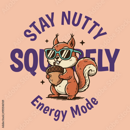 Squirrel wearing sunglasses and holding coffee.