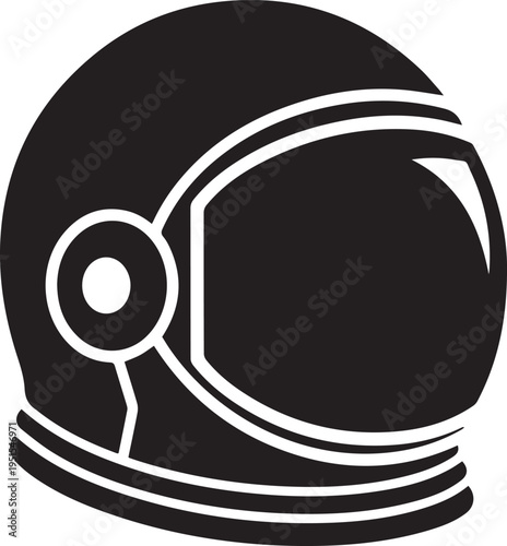 Black astronaut helmet icon isolated on transparent background