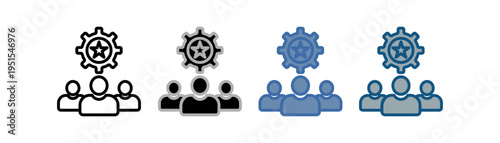 
leader icon set multiple style collection with gear, star and three person design
