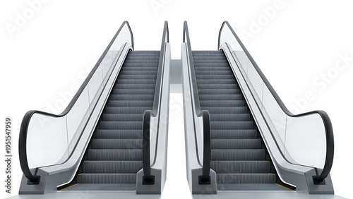 A pair of empty escalators side by side