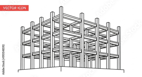 Structural steel framework of a building under construction, architectural design.