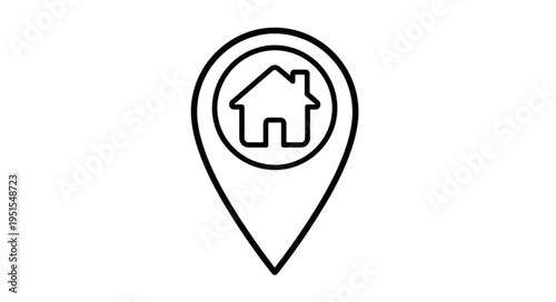 Simple location marker icon featuring a house, perfect for real estate and property.