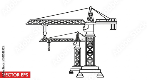 Detailed illustration of a construction crane, perfect for architectural projects and industrial designs.