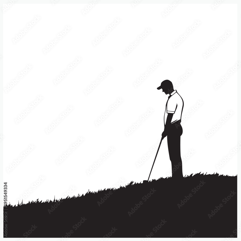 Fototapeta premium silhouette of a male golfer on the course