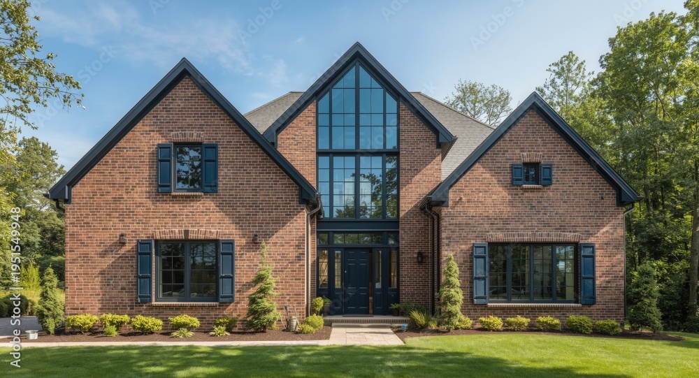 Obraz premium House architecture incorporating blue glass brick masonry elements