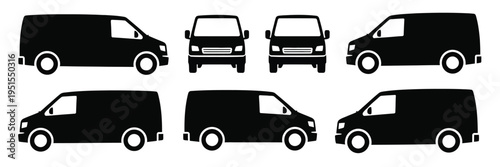 Cargo Van Silhouette Icons for Commercial Transportation Design