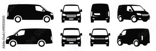 Cargo Delivery Van Vector Collection Multiple Angles Logistics Illustration