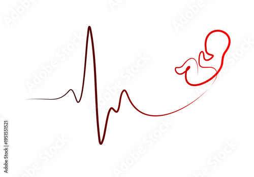 Interrupted pregnancy and abortion choice concept broken heartbeat line fetus vector