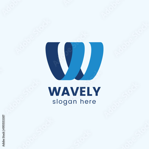 Abstract Wave Letter W Logo Blue Gradient Minimal Corporate Design