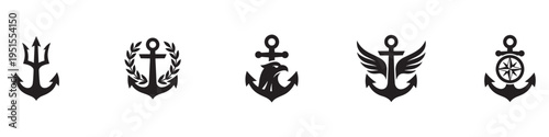 Anchors icon set. Nautical signs. Anchor icon. Anchor Flat icon symbol Vector. Anchor icon set. Anchor symbol set. Vector Illustration. Vector Graphic. EPS 10