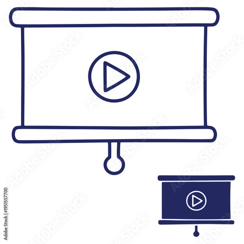 Presentation Screen Icon Illustration Depicting Online Video Content and Modern Technology Meeting Tools and Digital Conference Presentations