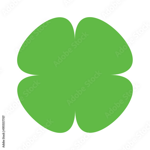 Green four-leaf clover petal shape. Lucky symbol for Saint Patricks Day vector illustration.