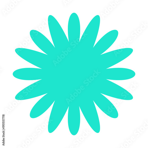 Turquoise multi petal starburst shape. Vibrant sunburst element for discount label vector illustration.