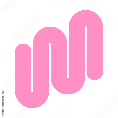 Pink wavy rounded line shape. Abstract graphic element for trendy branding vector illustration.