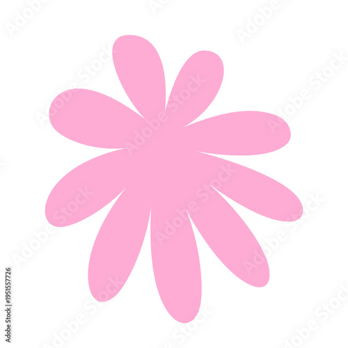 Pink organic flower shape with rounded petals. Simple floral element for feminine branding vector illustration.