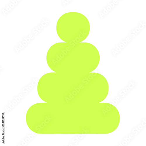 Lime green stacked circle pyramid shape. Abstract balance concept for wellness branding vector illustration.