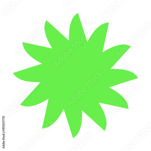Green jagged organic flower shape. Natural leaf like element for eco friendly branding vector illustration.