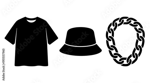 Fashionable black silhouette vector set of apparel