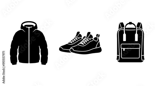 Collection of everyday clothing and accessory icons