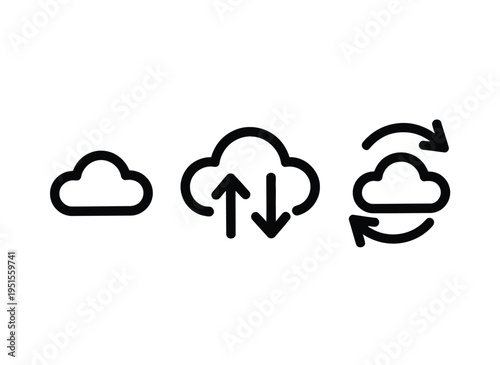 A simple illustration of cloud computing concepts on a white background
