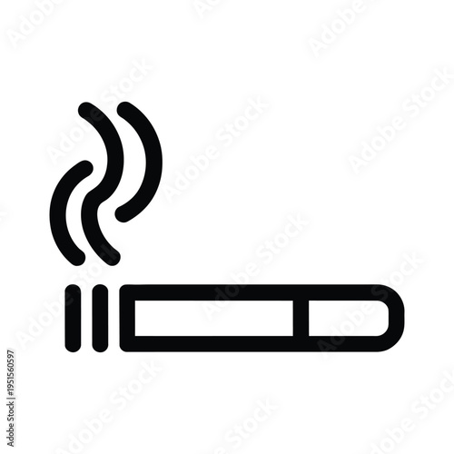A simple black icon of a cigarette with smoke rising