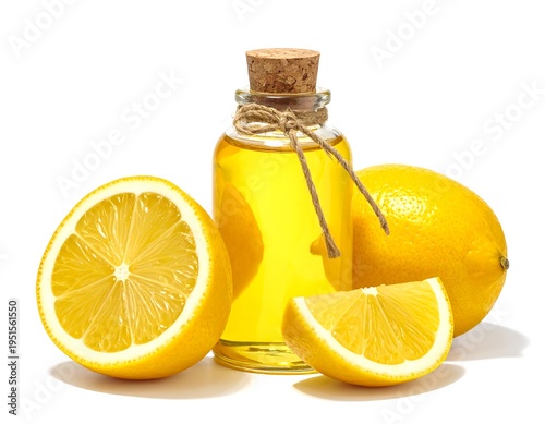 Lemon oil and fresh lemons