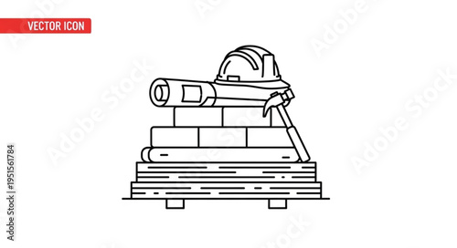 Construction tools and blueprints atop bricks, symbolizing building and architecture.