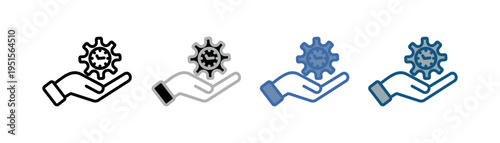 
Time management icon set multiple style collection with hand, gear and time design