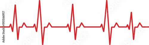 Electrocardiogram heartbeat line waveform medical pulse monitoring vector illustration isolated on light background for healthcare cardiology emergency and diagnostic design use