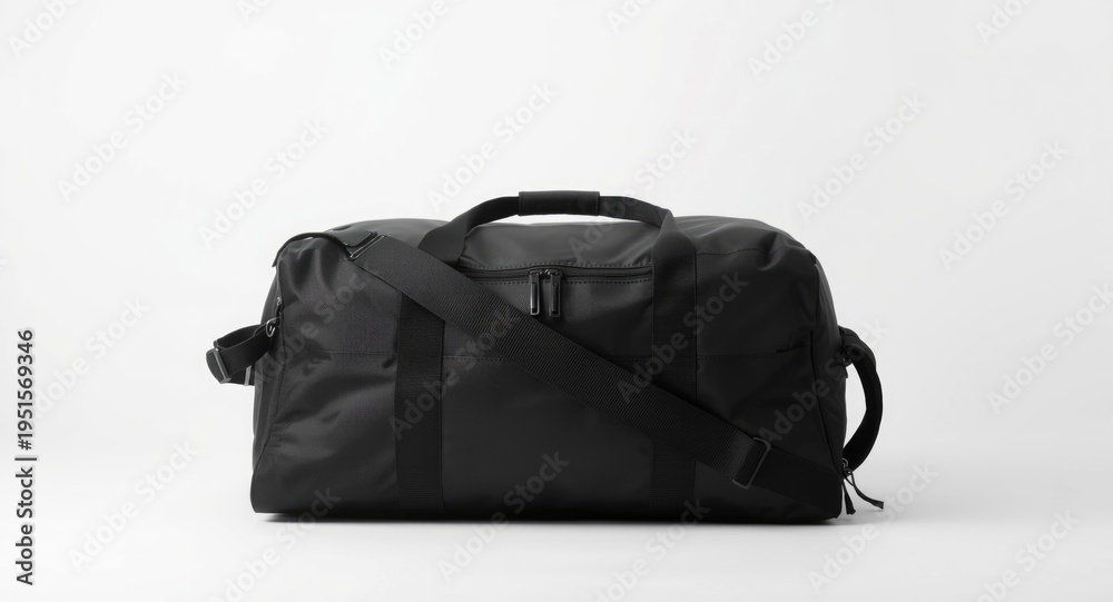 Naklejka premium Fully unzipped travel bag on smooth white photography background