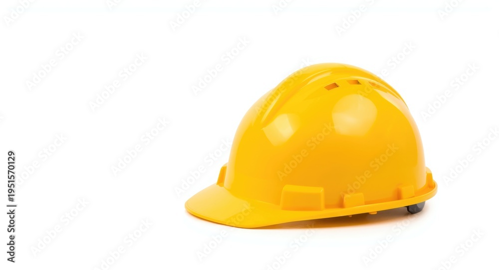 Fototapeta premium Engineer with yellow hard hat on pure white background