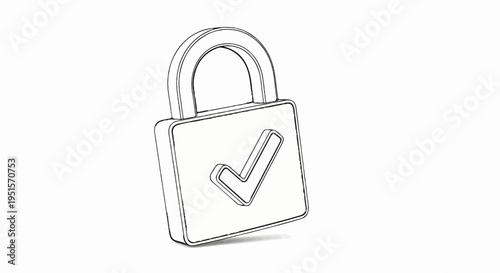 A line-art illustration of a closed padlock with a checkmark inside