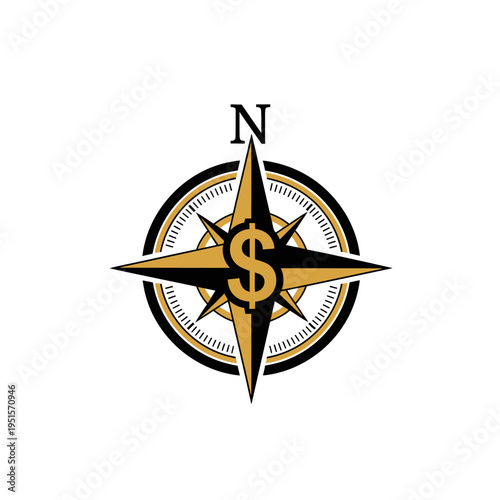 Compass with Dollar Sign: Financial Navigation, Investment Direction, Business Growth, Economic Strategy
