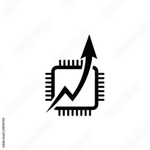 Computer Chip Performance Growth Arrow Icon