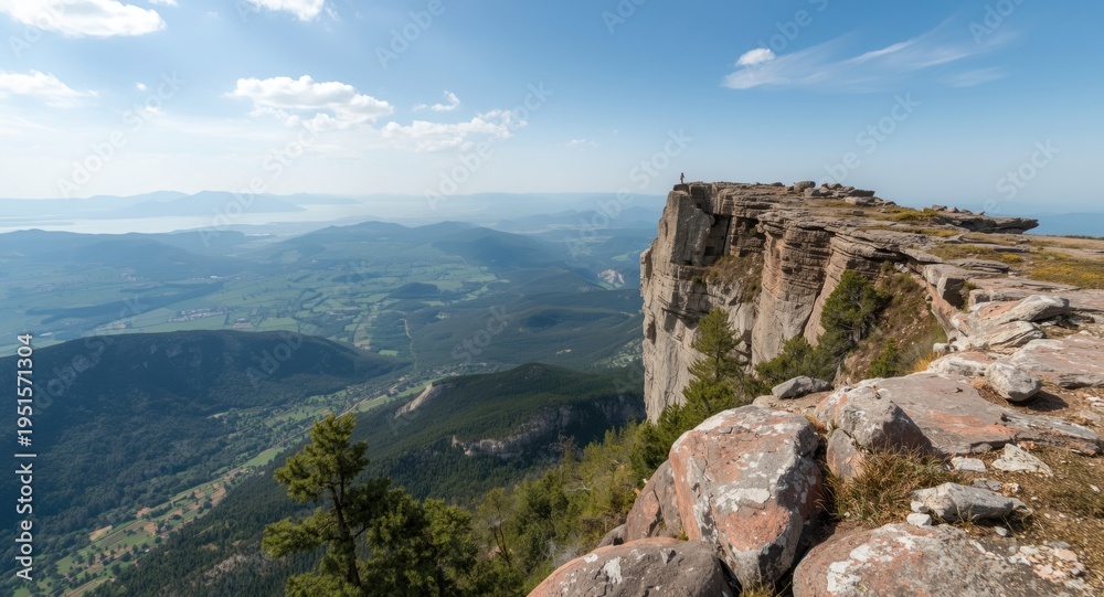 Obraz premium Panoramic vista point offering sweeping landscape views close to the peak