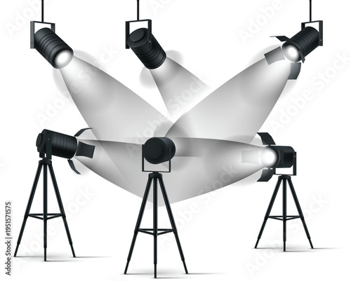 Cinema spotlight projector for movie production and photo studio vector