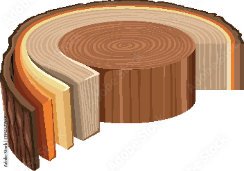 Circular wood texture with growth rings for nature themed projects vector