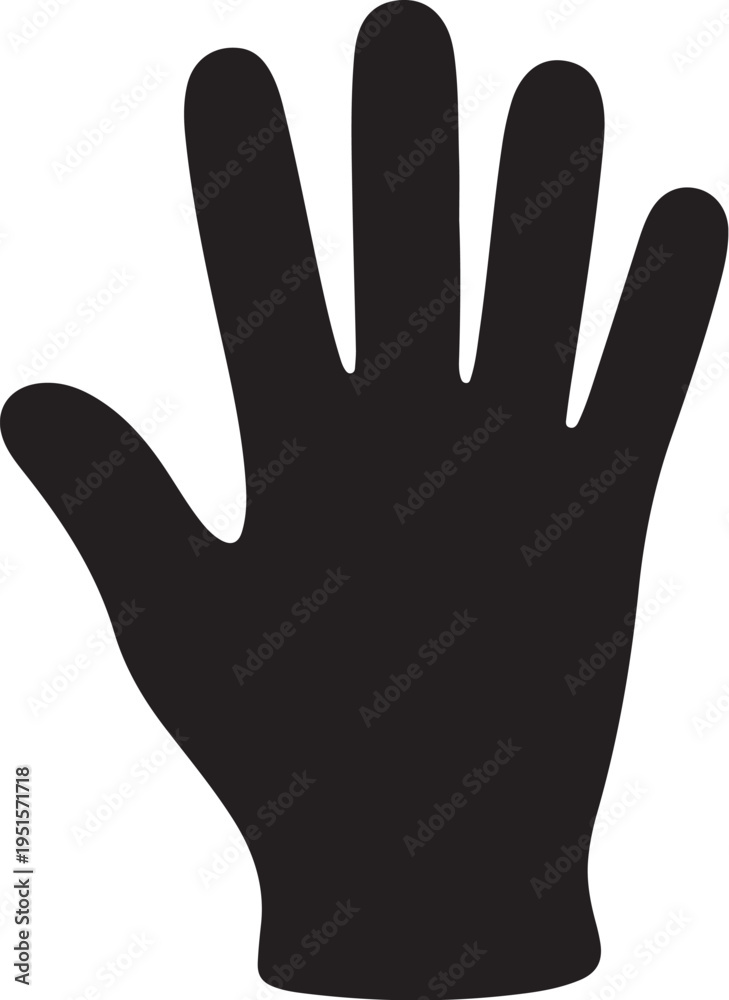 Obraz premium Black hand silhouette palm facing forward fingers