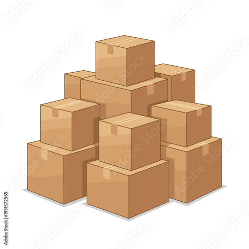 Pile of cardboard boxes stacked together for packaging or shipping  