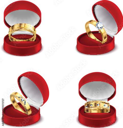 Realistic 3d gold ring with diamond for wedding invitation design vector