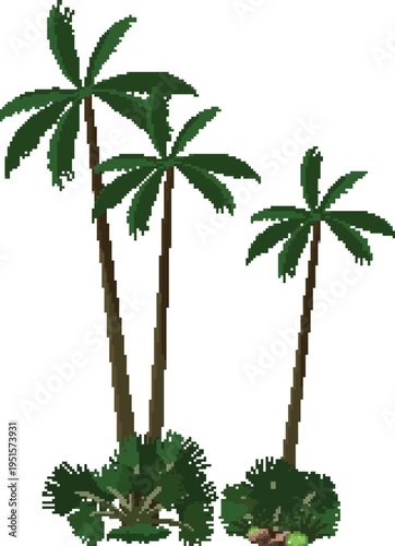 Realistic green palm tree illustration for summer vacation themed designs vector