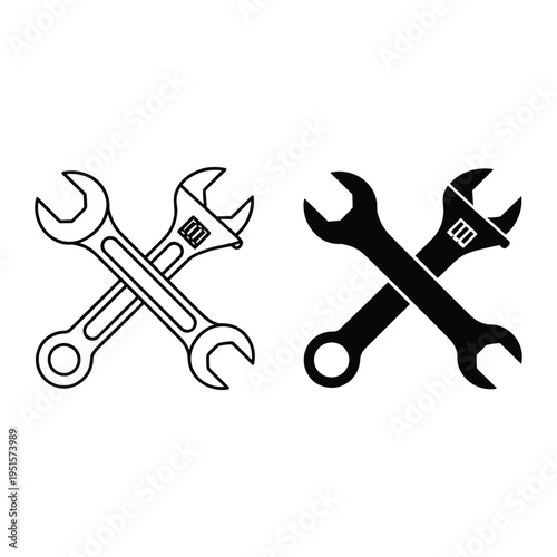Black and white of scissors and knife crossed cutting tools