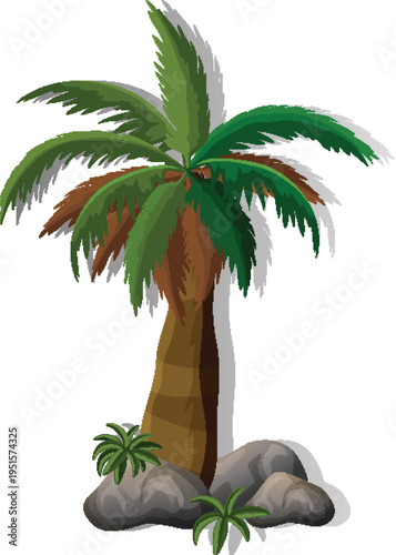 Tropical foliage plant with long leaves for botanical garden scene vector