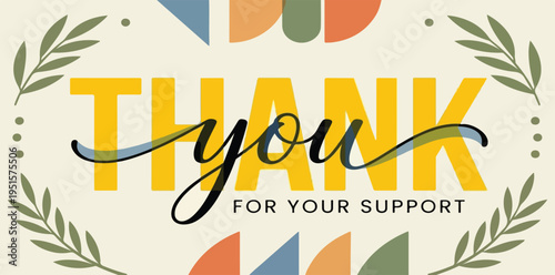Modern Boho Aesthetic Thank You for Your Support Digital Graphic