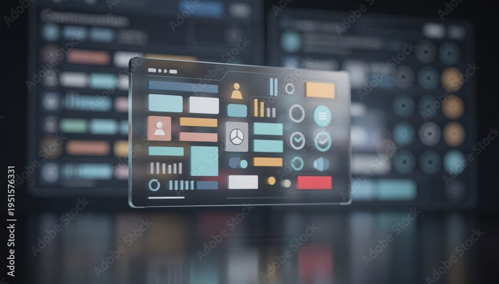 Fototapeta premium Medium framing capturing trade compliance dashboard with detailed alert message in focus communication logs softly blurred in the background.