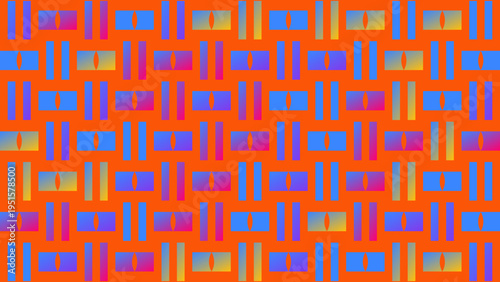 Geometric Colorful Pattern on Orange Background