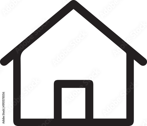 Simple House Outline Icon - Minimalist Home Vector Symbol for Real Estate